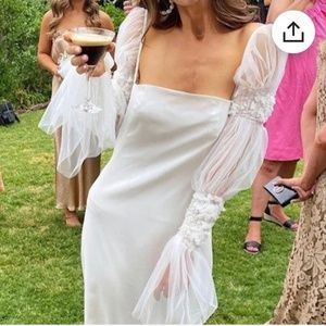 Detachable tulle/lace white wedding sleeves (small)